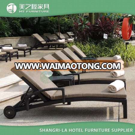 Shangri-La Hotel contract manufacturing hospitality furniture swimming pool beach outdoor chaise sun lounger with wheels