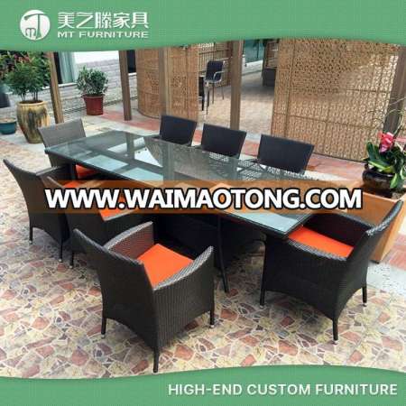 SGS Approved Leisure Ways Home Garden 6 Seater Dining Table and Chair Sets Wicker Resin Cube Rattan Garden Furniture